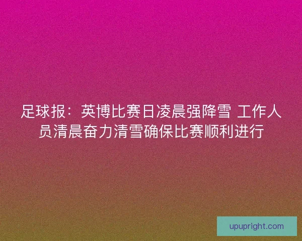 足球报：英博比赛日凌晨强降雪 工作人员清晨奋力清雪确保比赛顺利进行